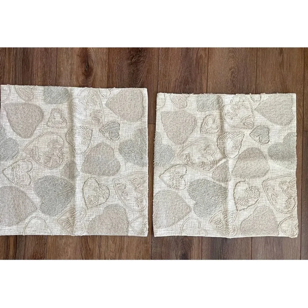 2 Pottery Barn Heart Applique 20”Pillow Covers NEW